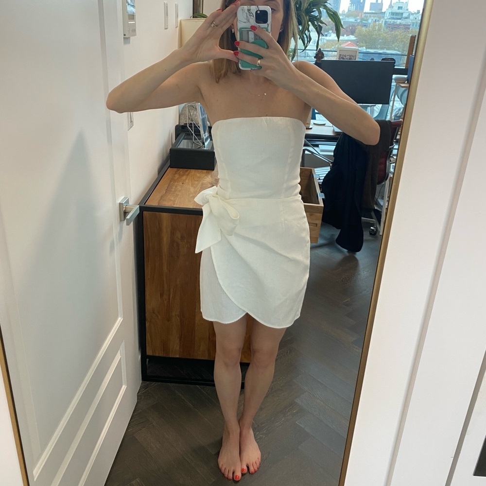 Reformation White Linen Wrap Dress - size 0